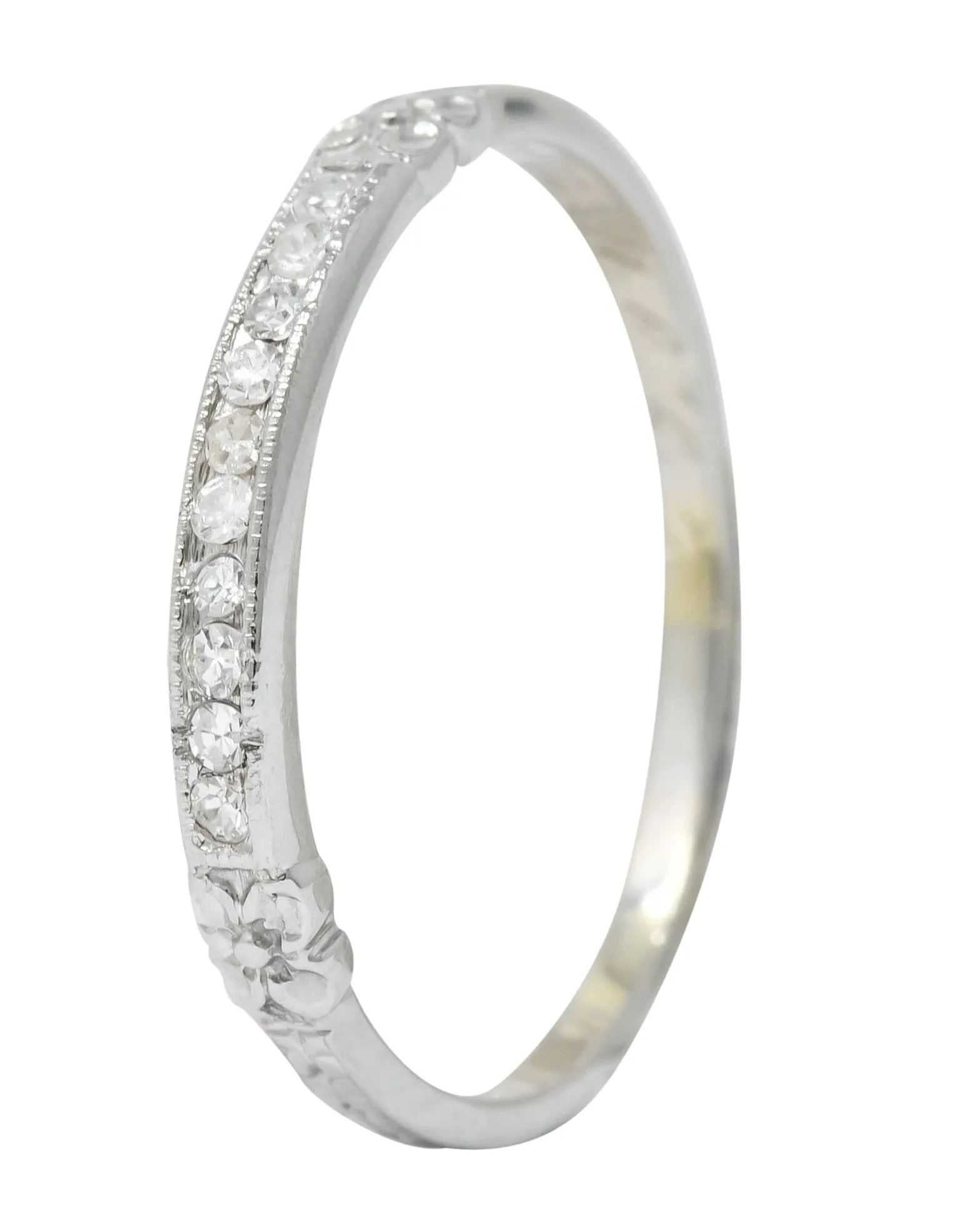 Art Deco Diamond 18 Karat White Gold Anniversary Band Ring