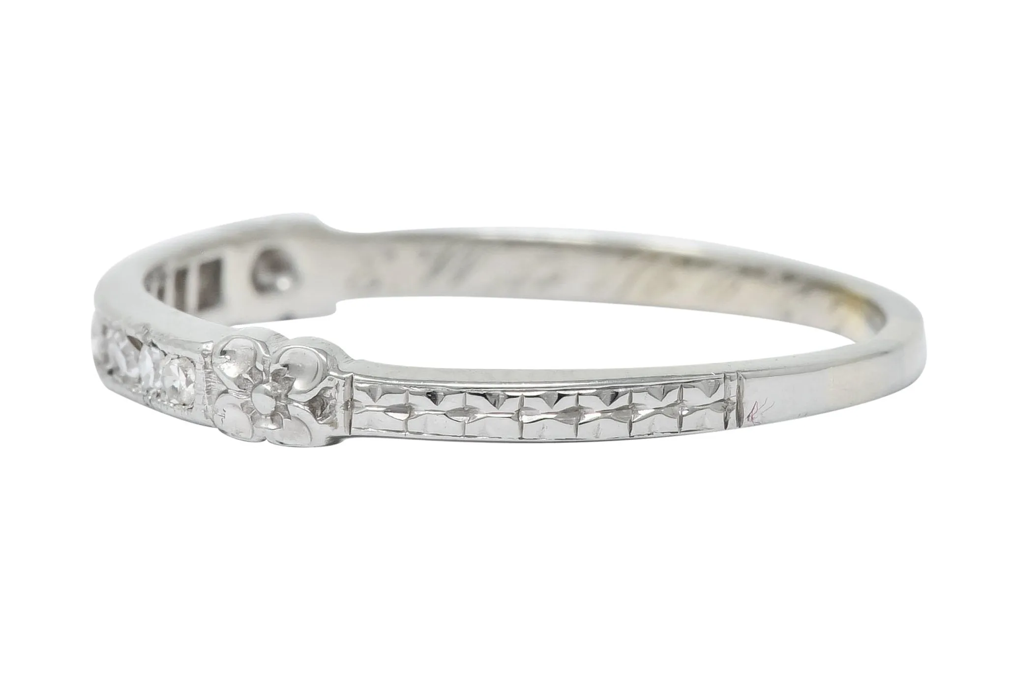 Art Deco Diamond 18 Karat White Gold Anniversary Band Ring
