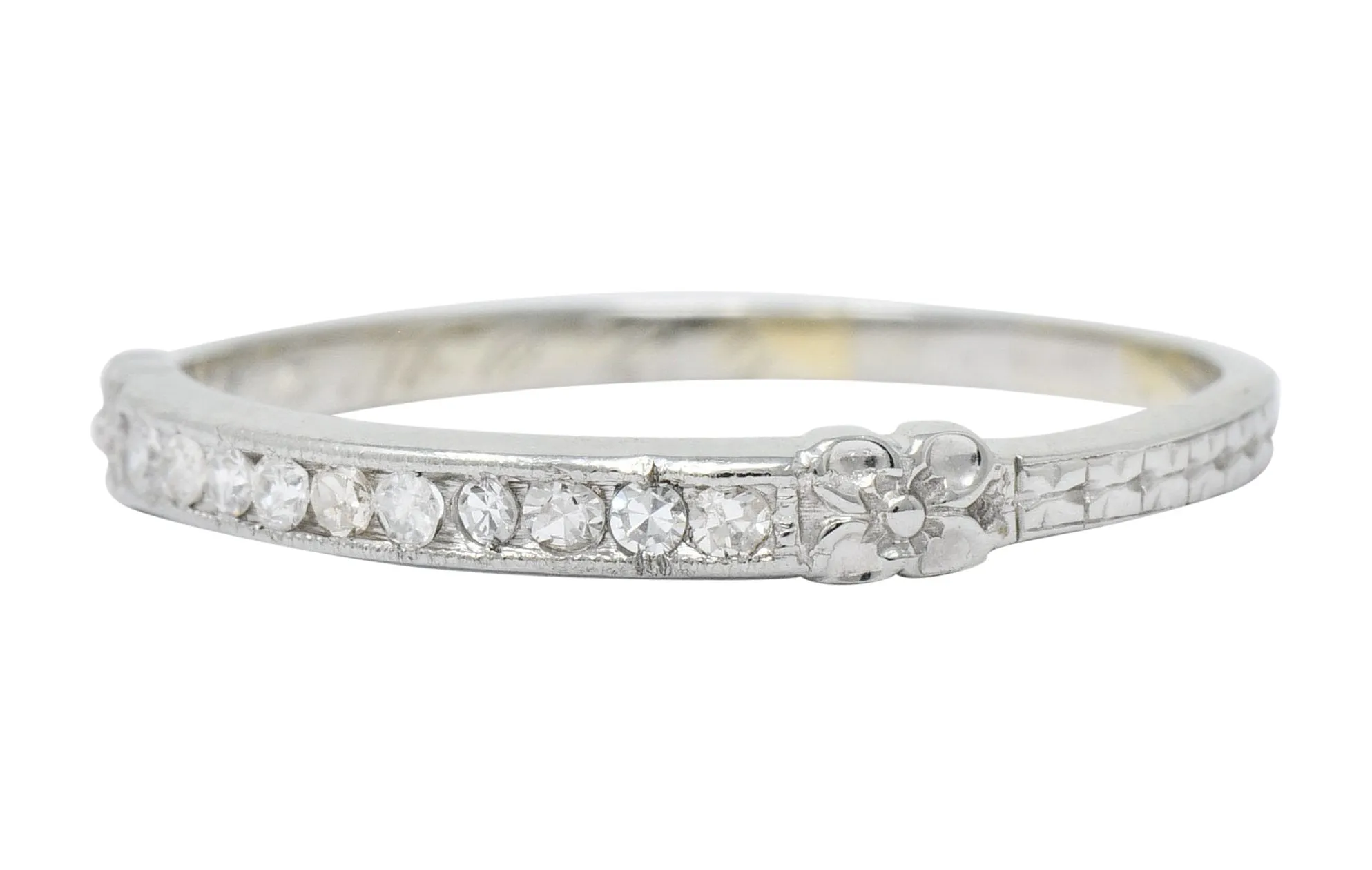 Art Deco Diamond 18 Karat White Gold Anniversary Band Ring