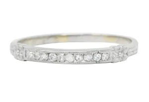 Art Deco Diamond 18 Karat White Gold Anniversary Band Ring