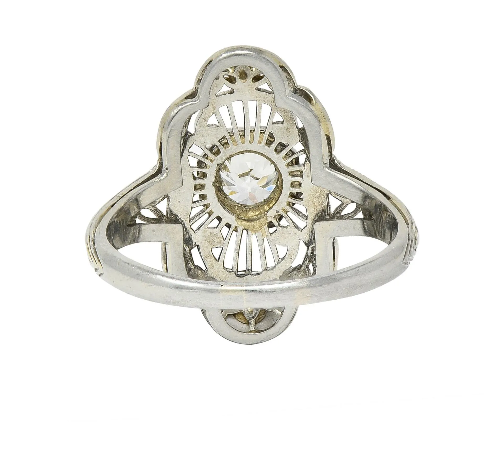 Art Deco Diamond 18 Karat White Gold Vintage Scrolling Orange Blossom Dinner Ring