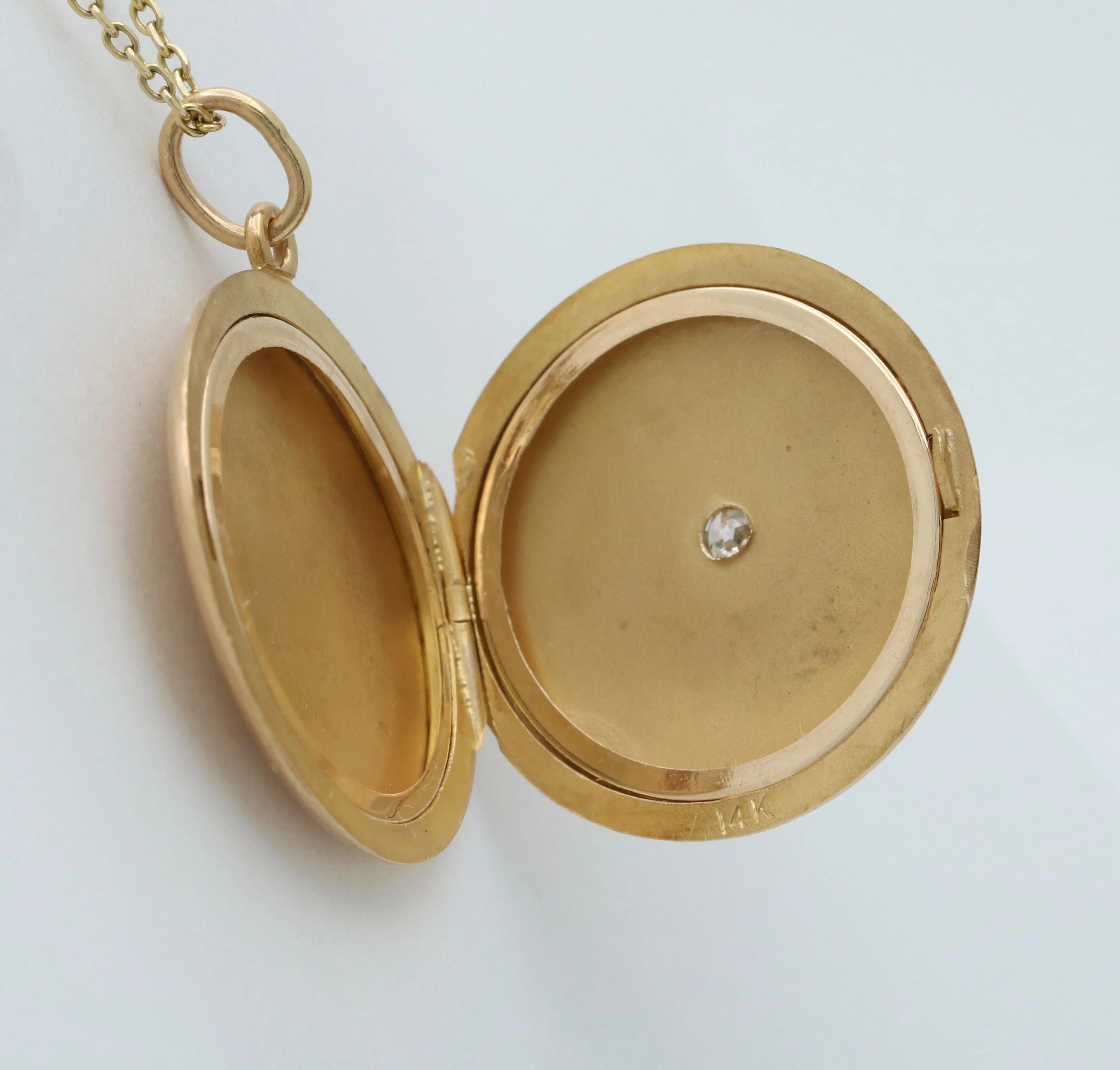 Art Deco Diamond and 14K Gold Locket