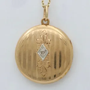 Art Deco Diamond and 14K Gold Locket