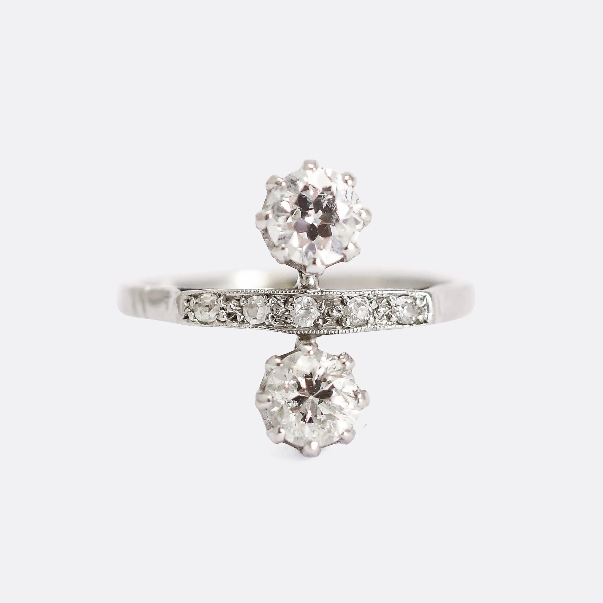 Art Deco Diamond North-South Engagement Ring