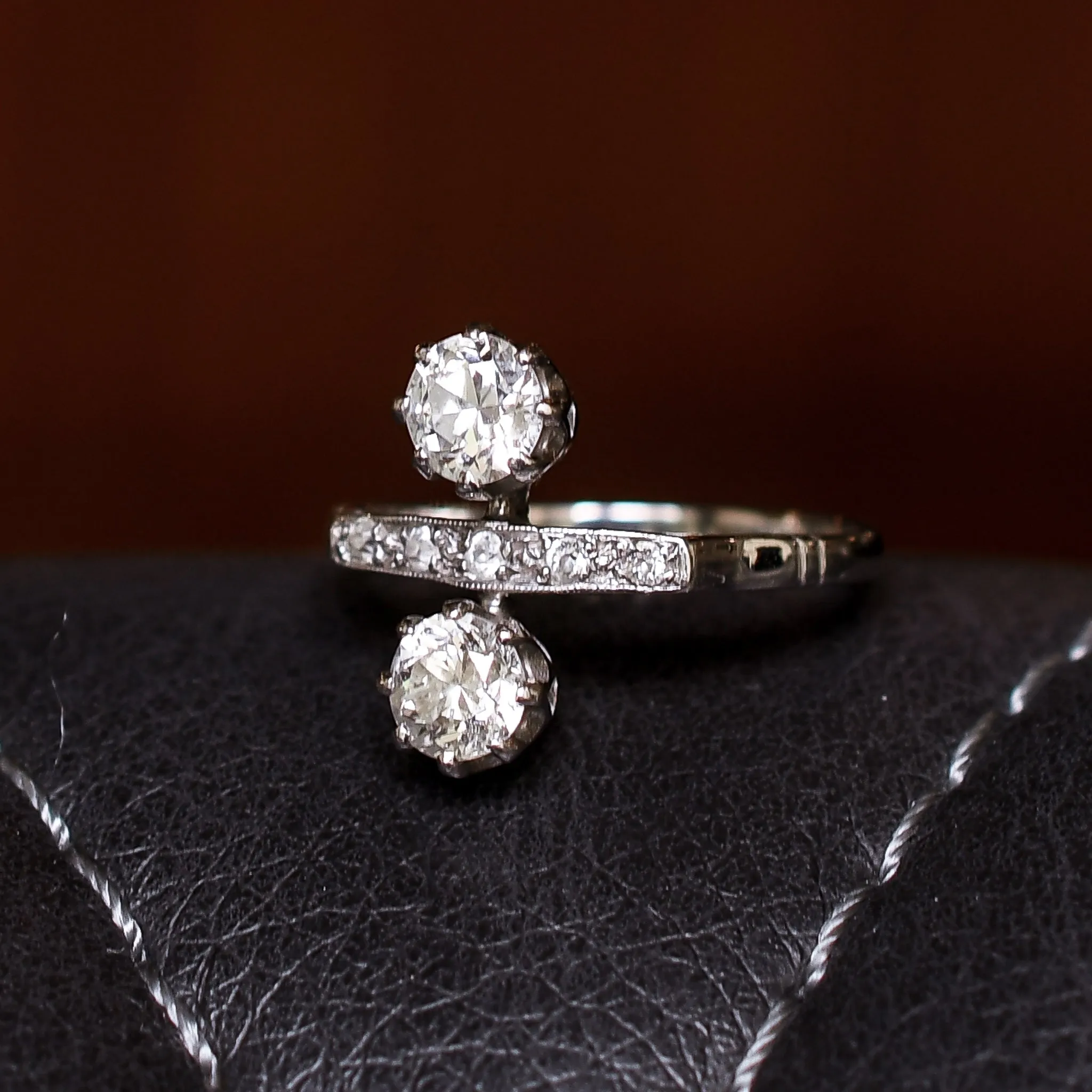 Art Deco Diamond North-South Engagement Ring