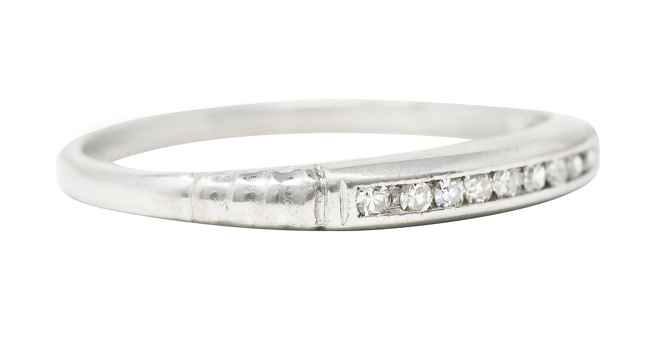 Art Deco Diamond Platinum Channel Band Ring