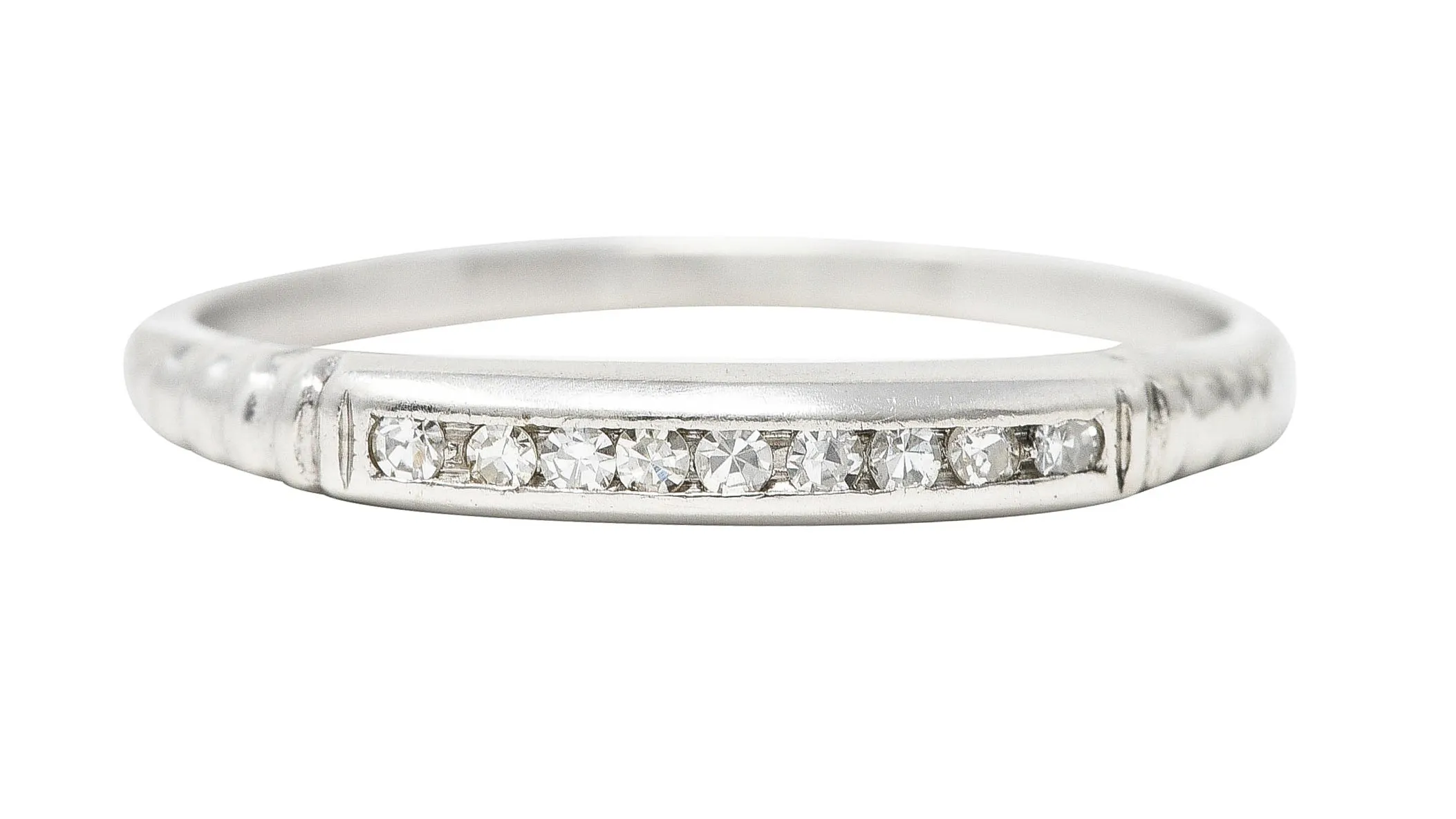 Art Deco Diamond Platinum Channel Band Ring