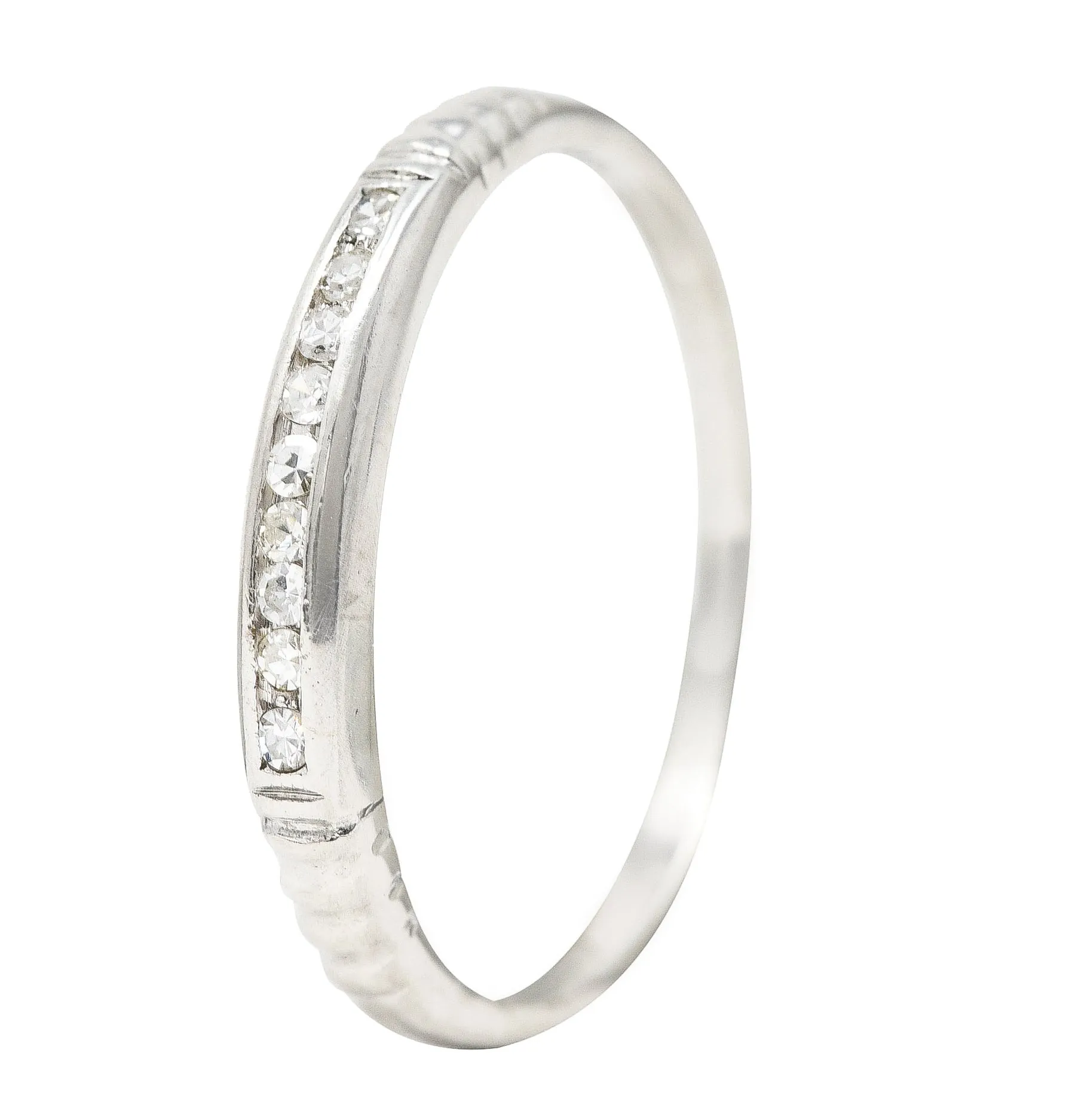 Art Deco Diamond Platinum Channel Band Ring