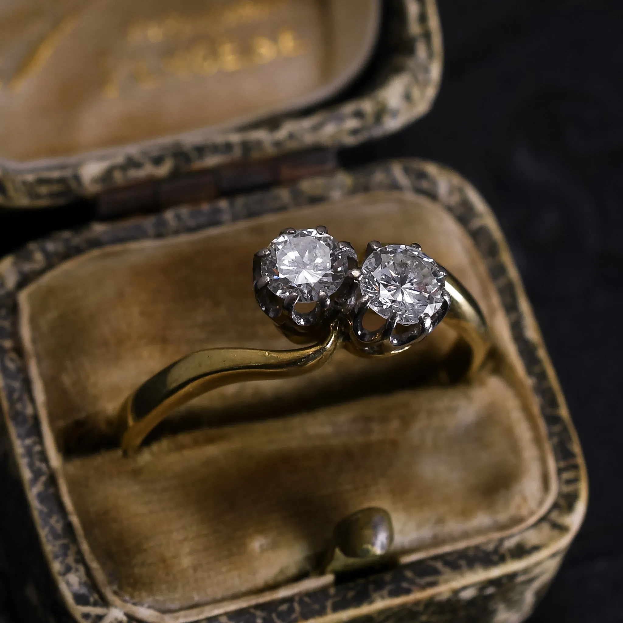 Art Deco Diamond "Toi et Moi" Engagement Ring
