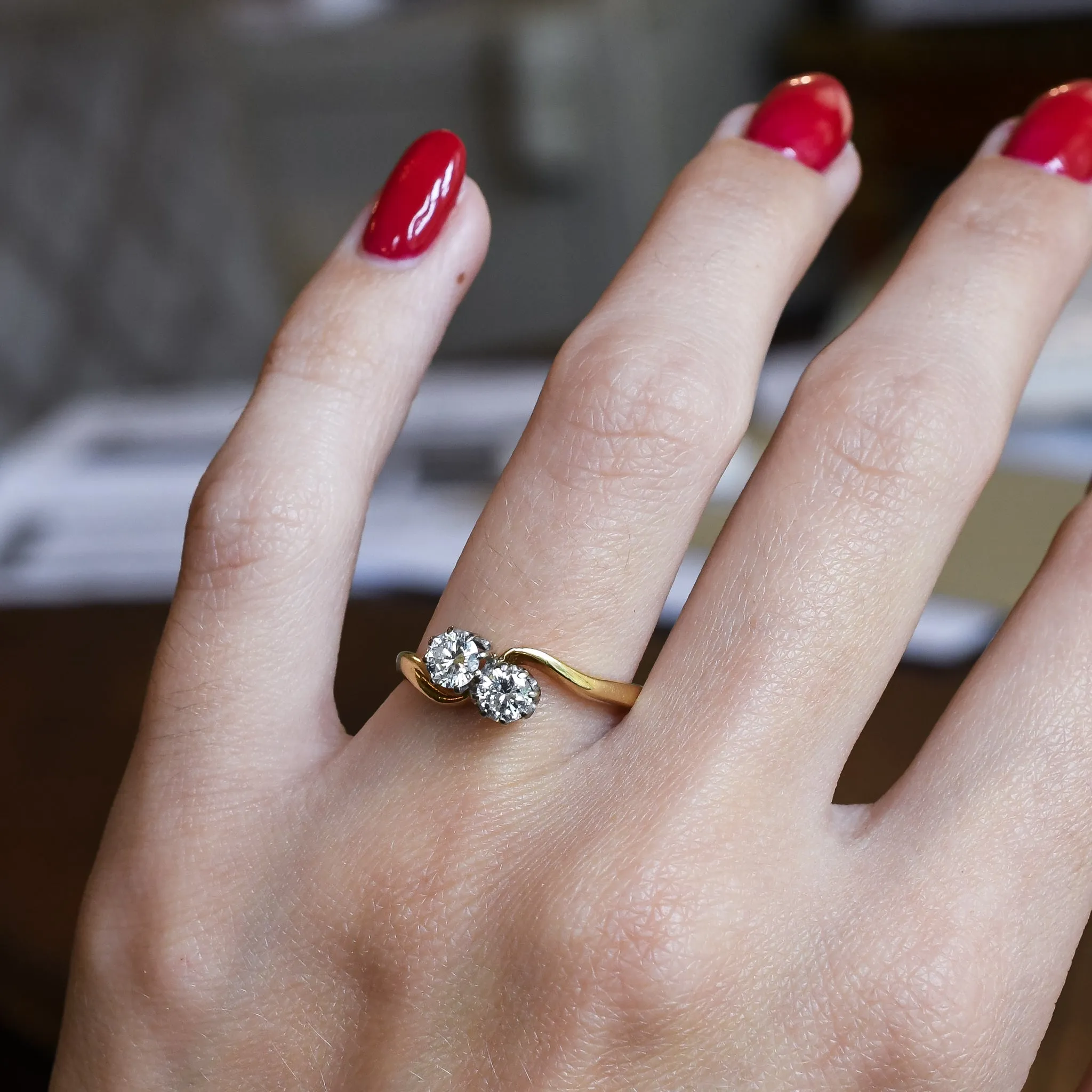 Art Deco Diamond "Toi et Moi" Engagement Ring
