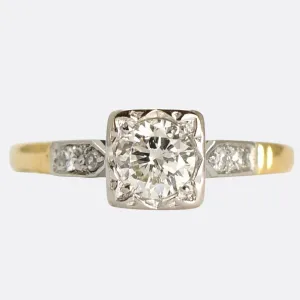 Art Deco Diamond Solitaire Engagement Ring