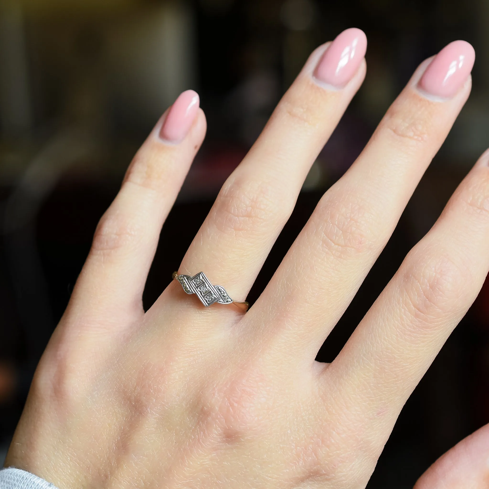 Art Deco Diamond Trilogy Ring