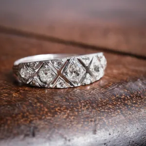 Art Deco Diamond X Openwork Ring