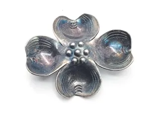 Art Deco Dogwood flower vintage sterling silver handmade brooch pin