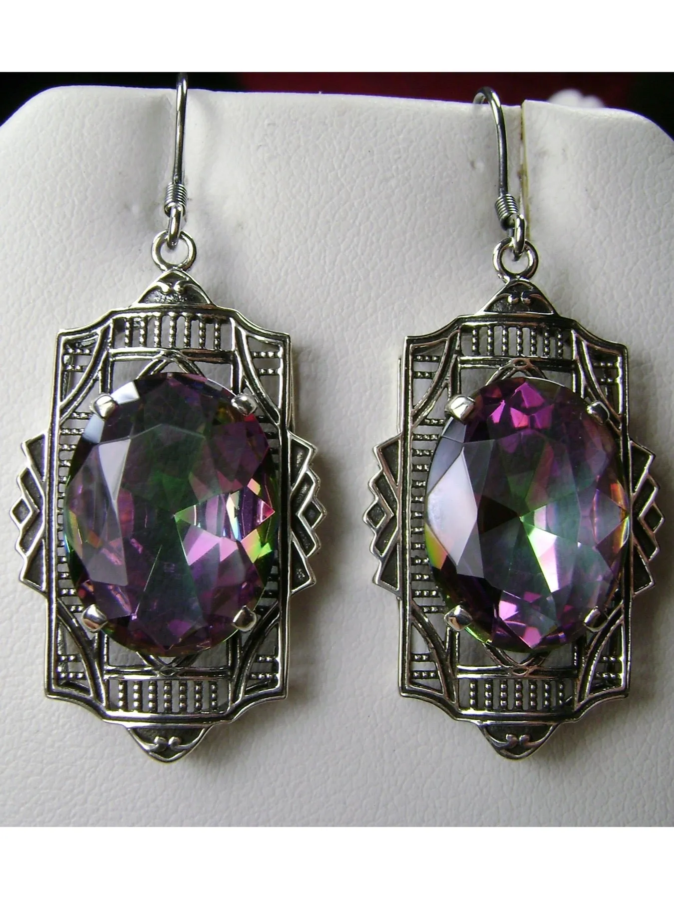 Art Deco Earrings, Mystic Topaz Gemstones #E19