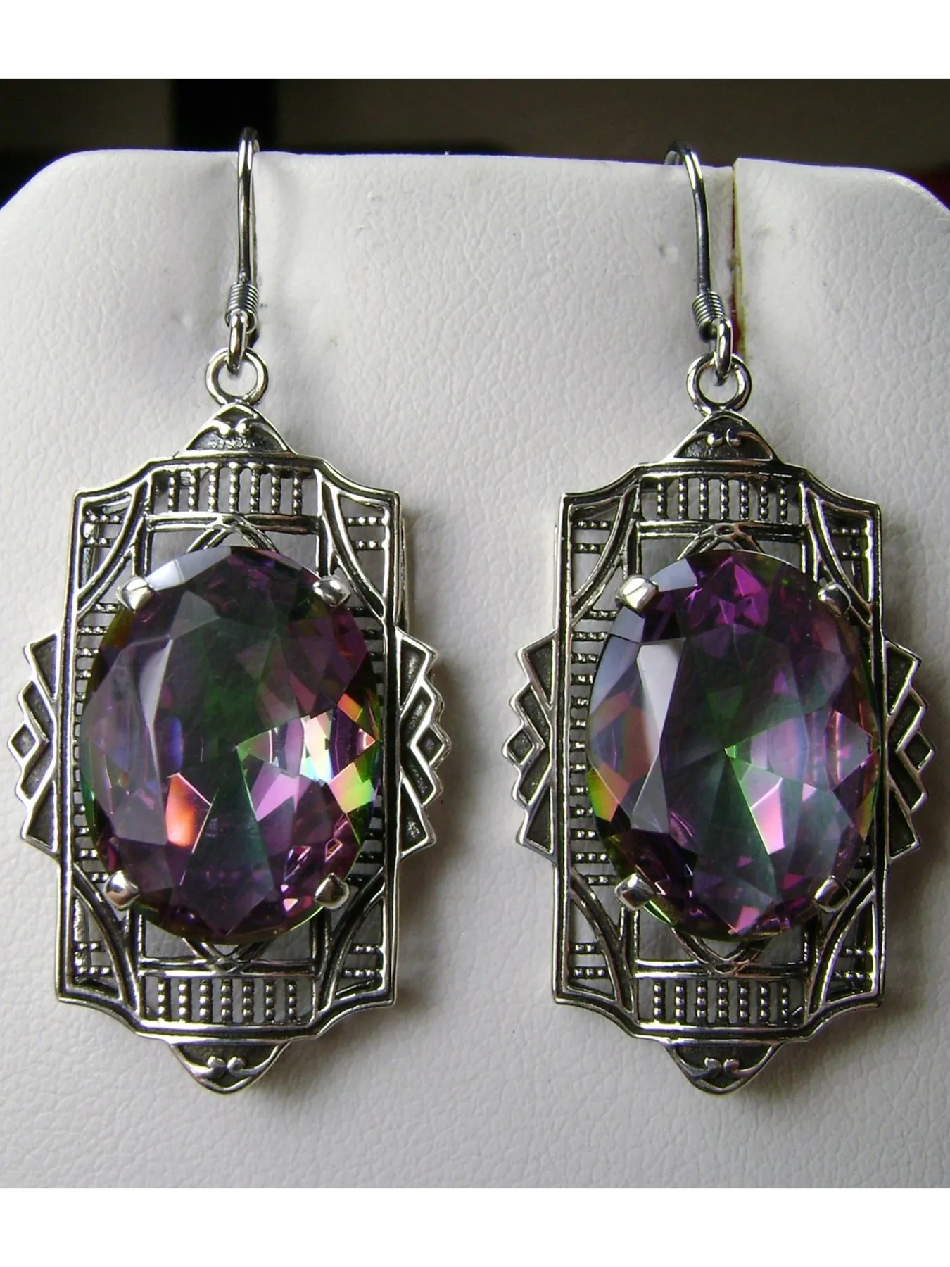 Art Deco Earrings, Mystic Topaz Gemstones #E19