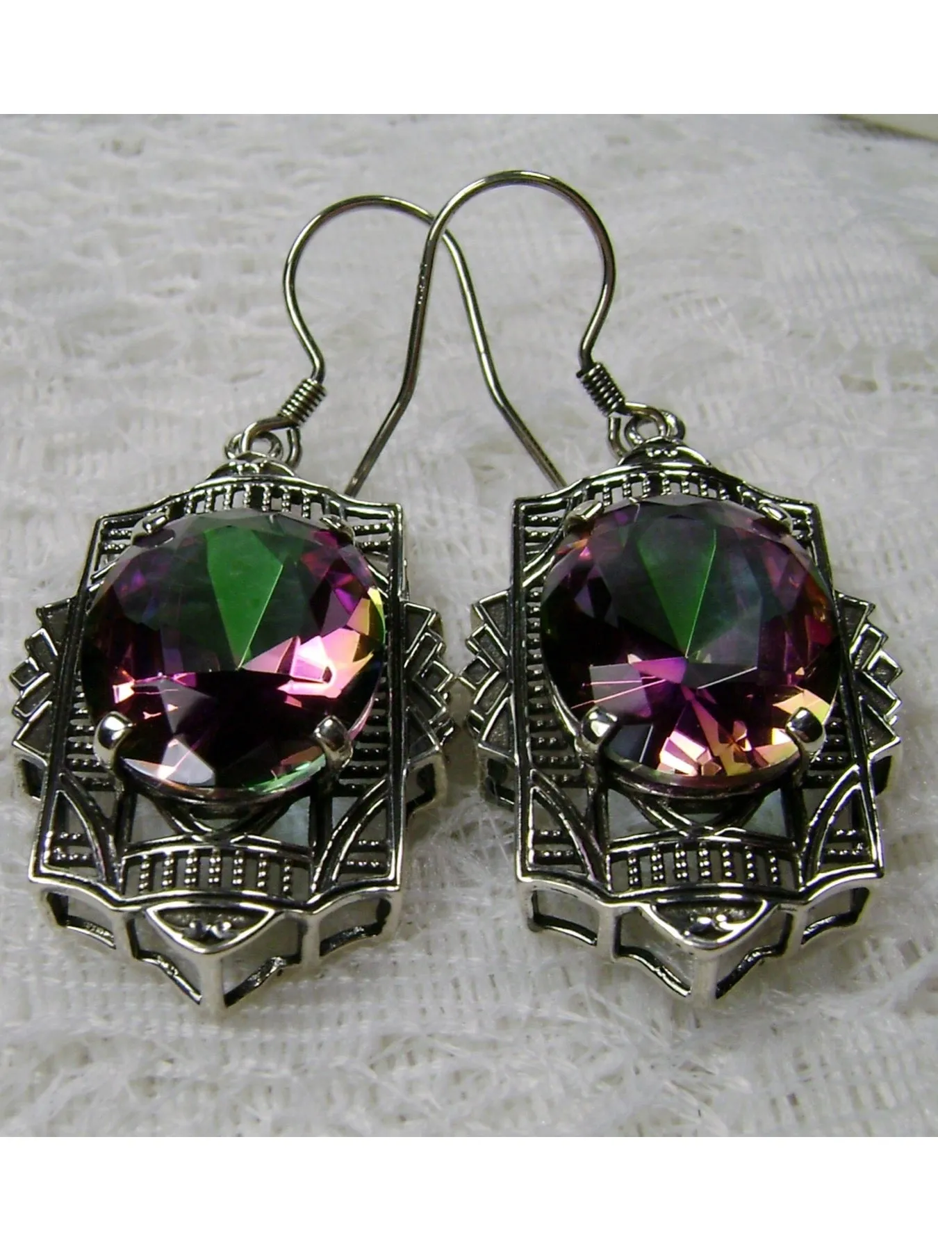 Art Deco Earrings, Mystic Topaz Gemstones #E19
