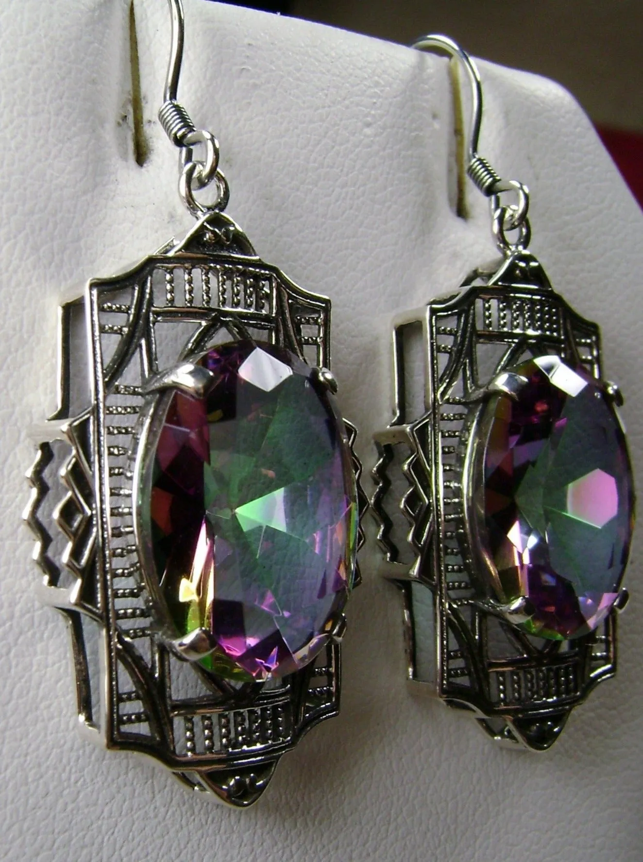 Art Deco Earrings, Mystic Topaz Gemstones #E19