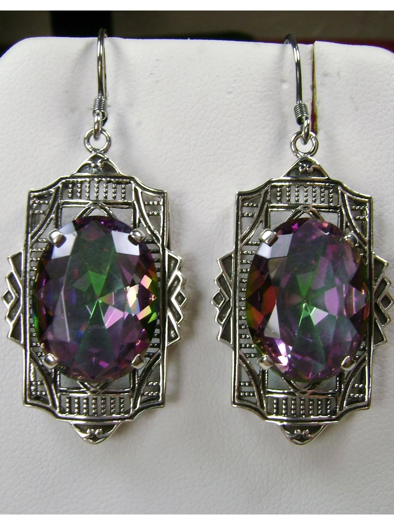 Art Deco Earrings, Mystic Topaz Gemstones #E19