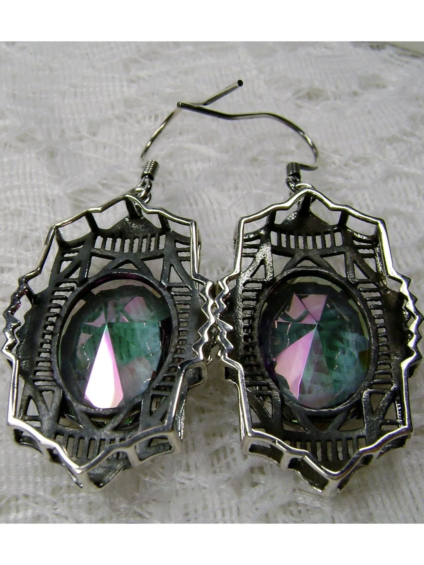 Art Deco Earrings, Mystic Topaz Gemstones #E19