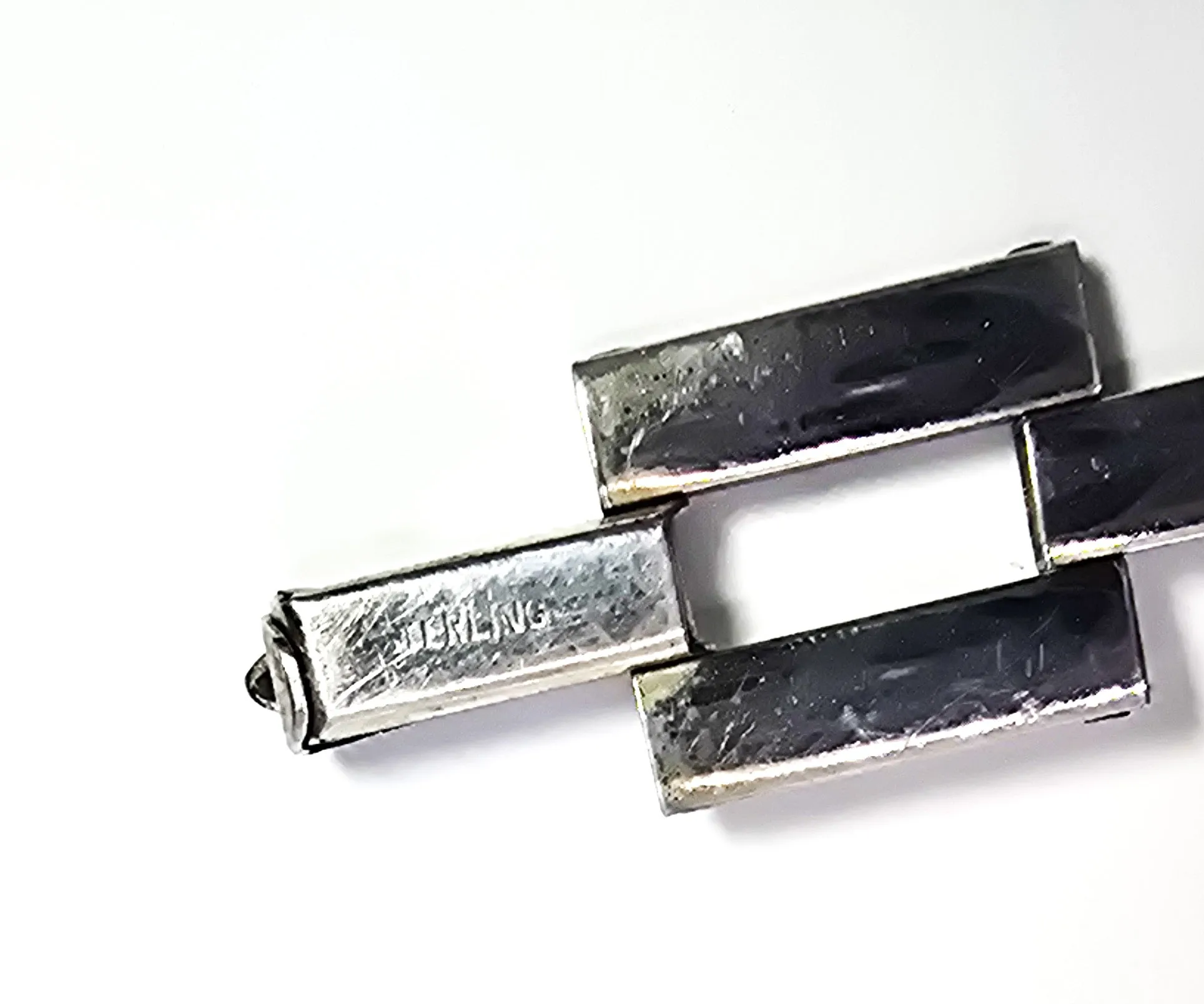 Art Deco embossed flower articulated chain link antique sterling silver bracelet