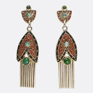 Art Deco Enamel Tassel Earrings by Theodor Fahrner