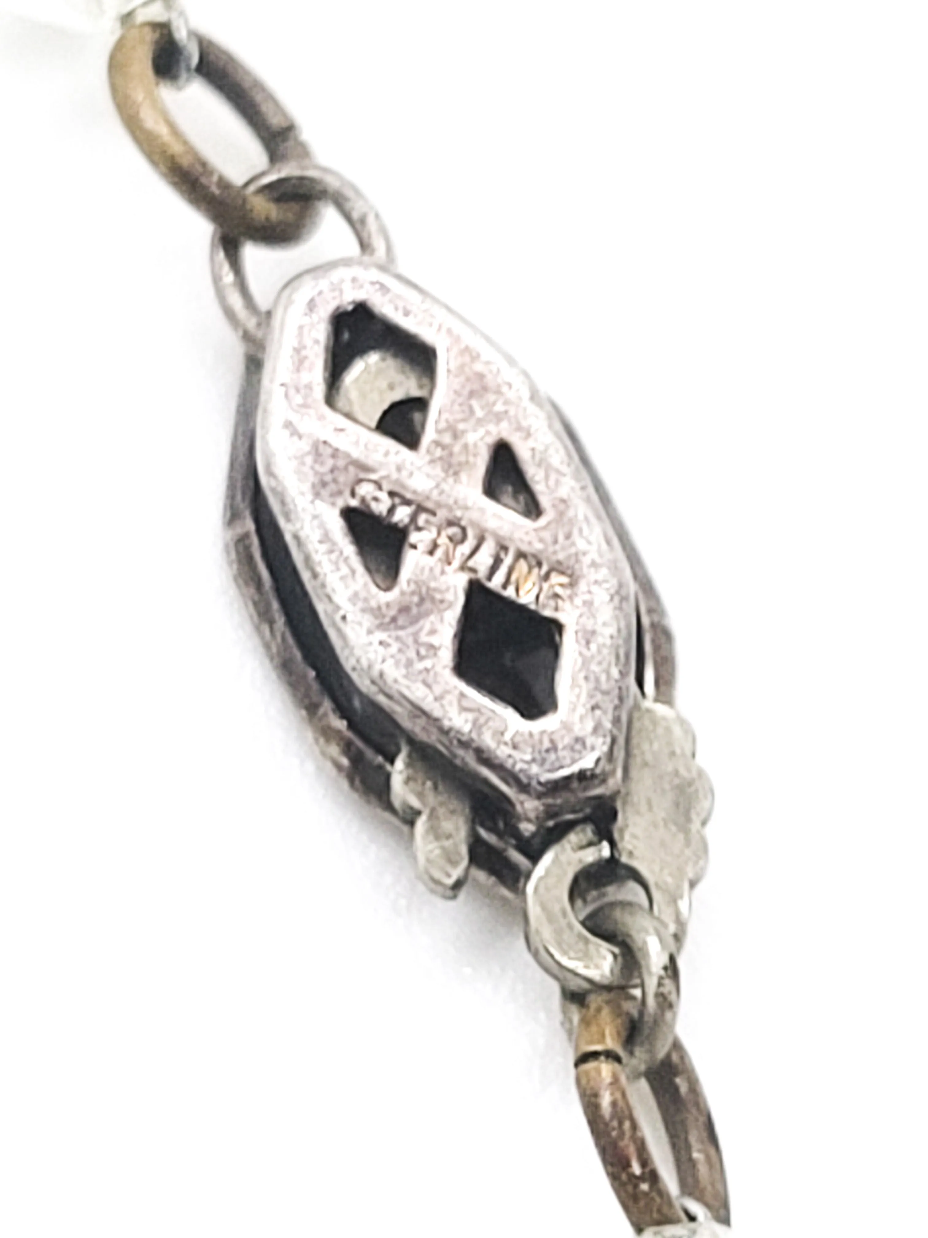 Art Deco faceted lead crystal graduated sterling silver vintage necklace