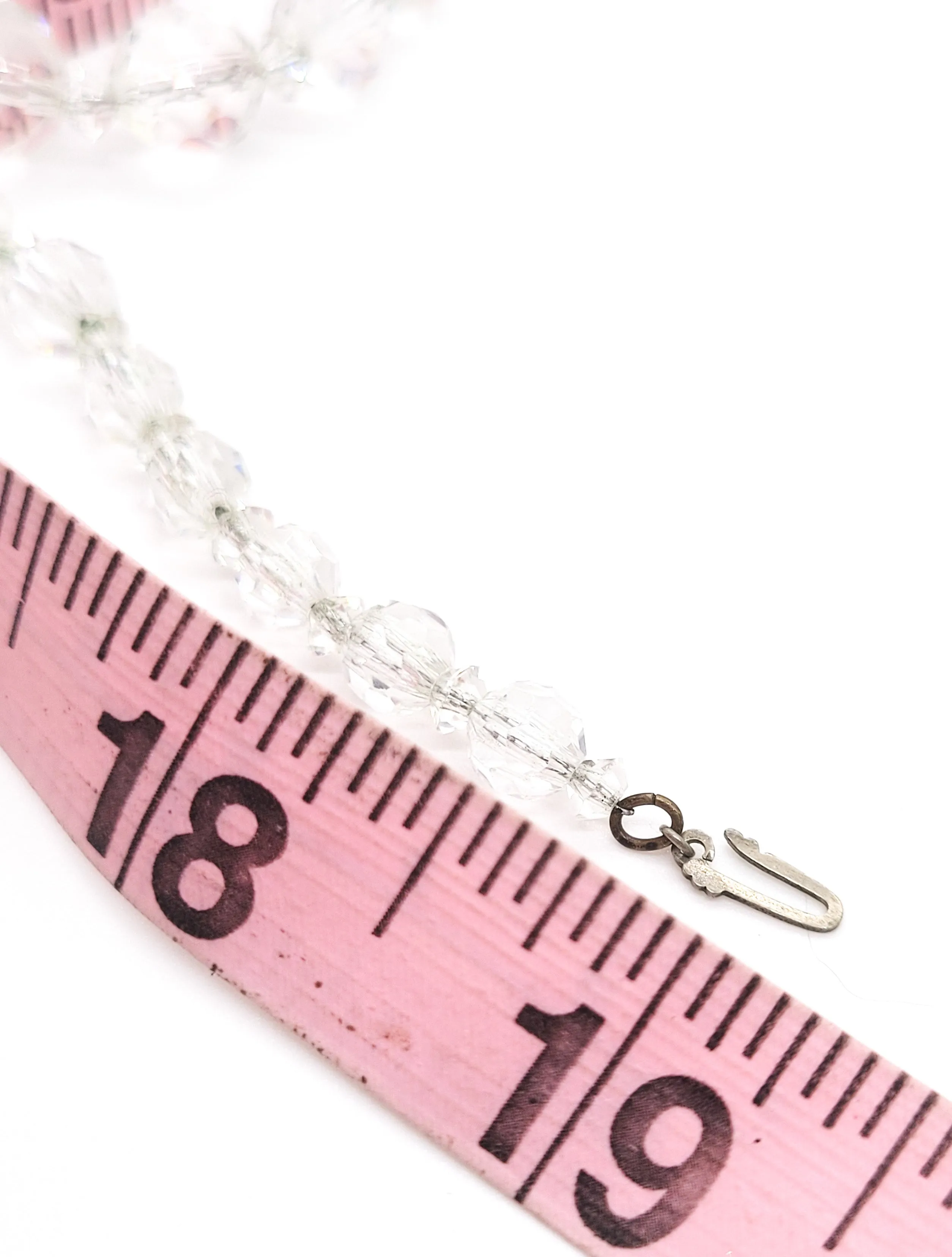 Art Deco faceted lead crystal graduated sterling silver vintage necklace