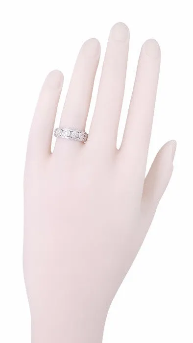 Art Deco Jordan Filigree Antique Diamond Wedding Band in Platinum - Size 6.25