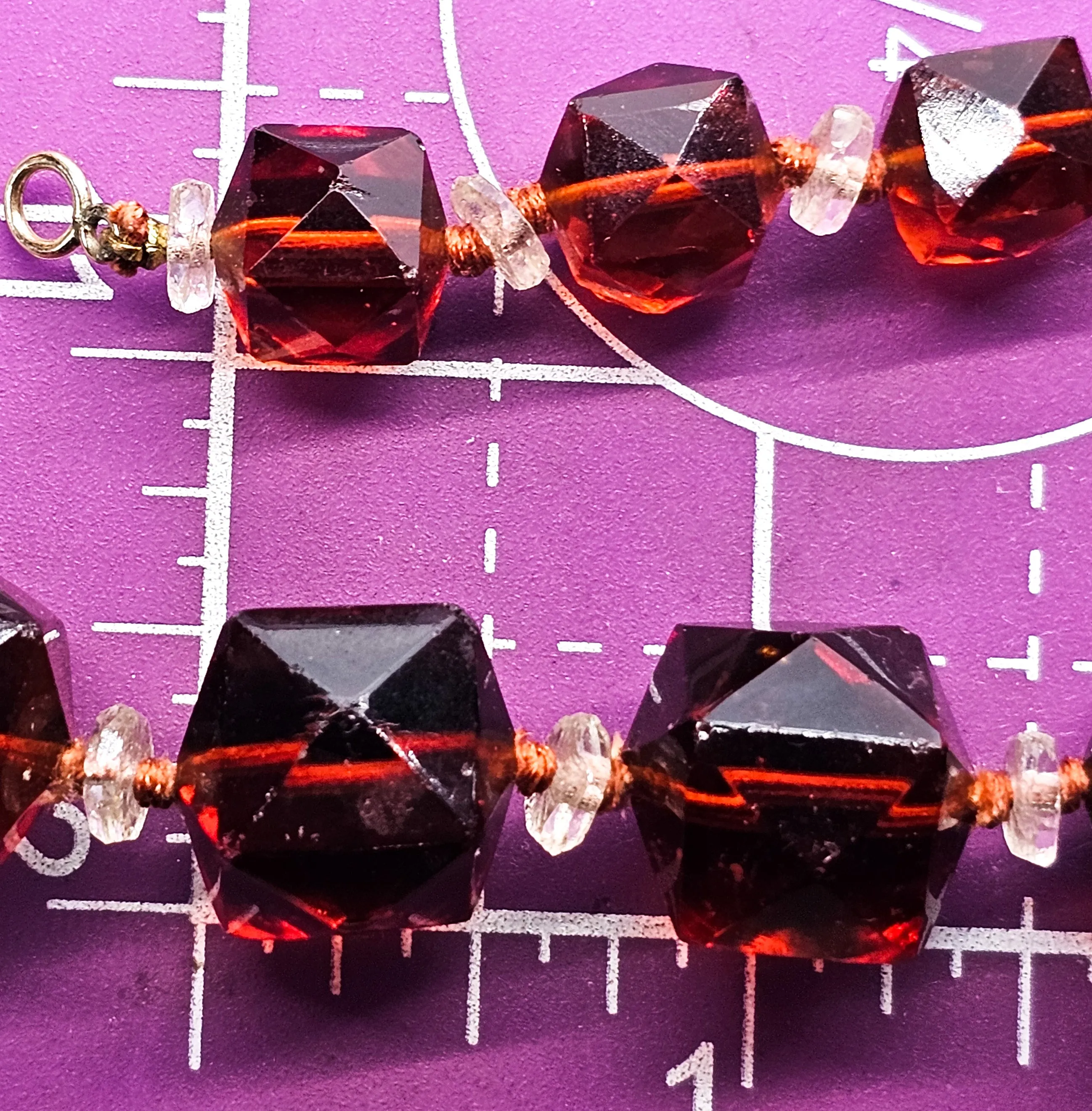 Art Deco Lead Crystal Czech glass Root Beer Brown gold filled beaded antique necklace