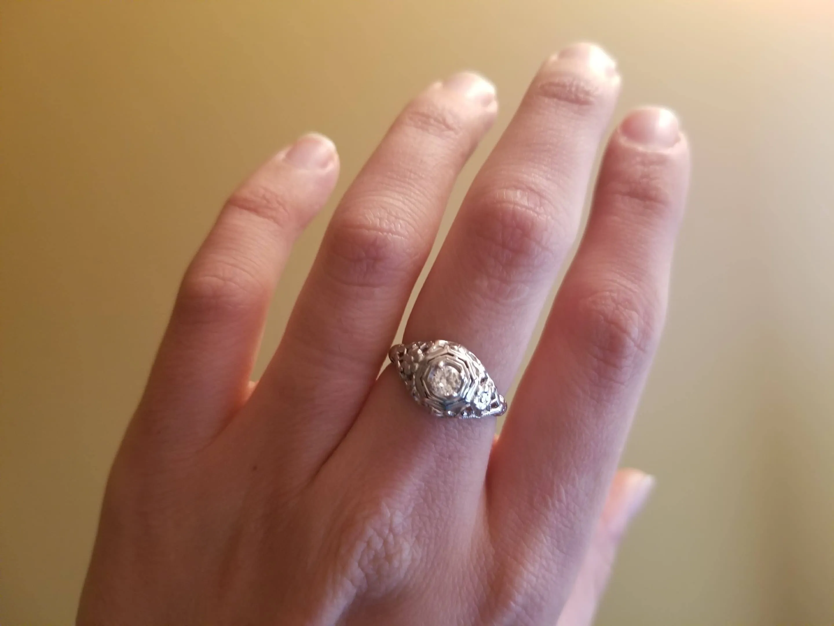 ART DECO OLD EUROPEAN CUT DIAMOND SOLITAIRE