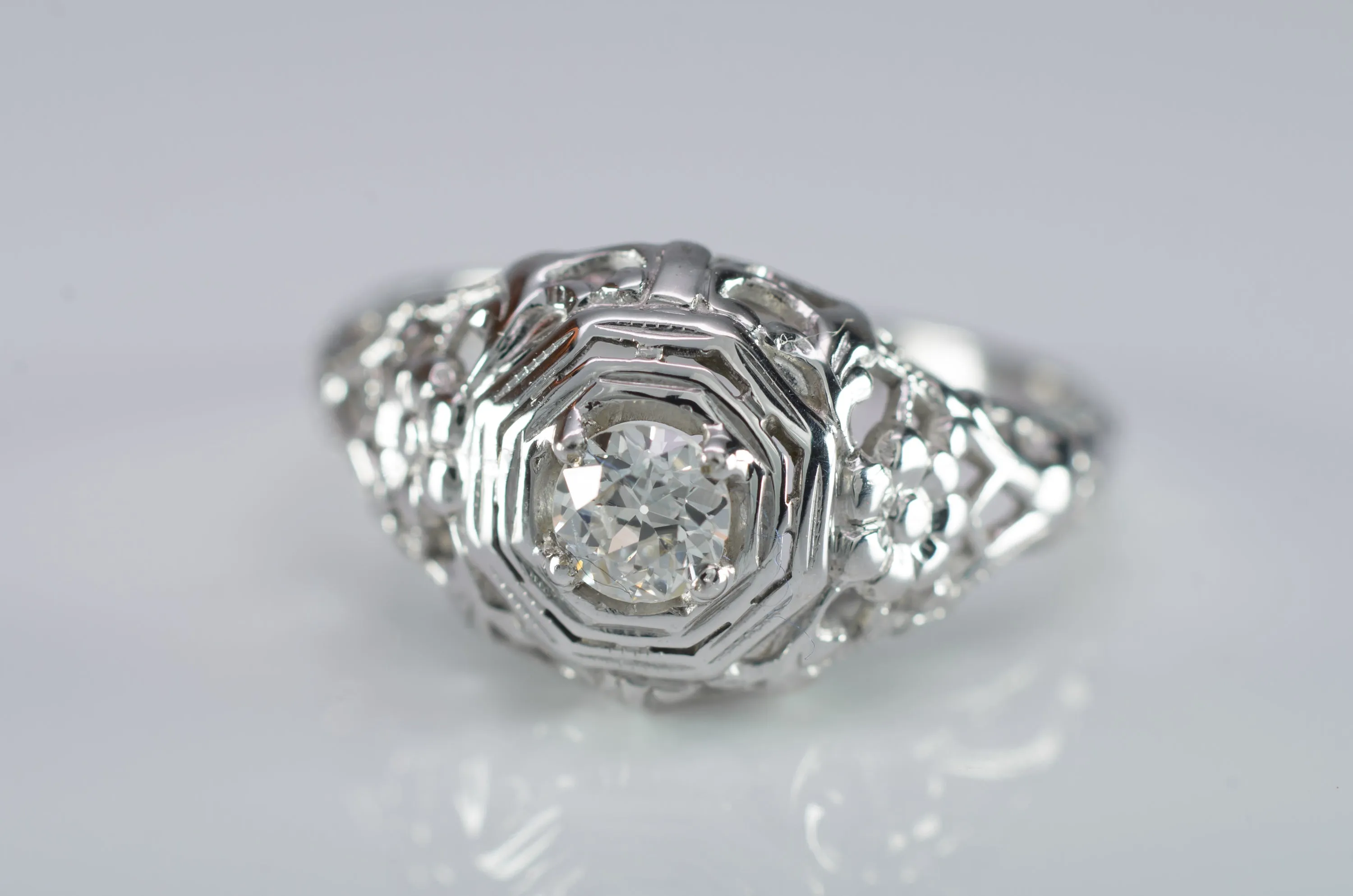 ART DECO OLD EUROPEAN CUT DIAMOND SOLITAIRE