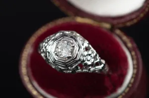 ART DECO OLD EUROPEAN CUT DIAMOND SOLITAIRE