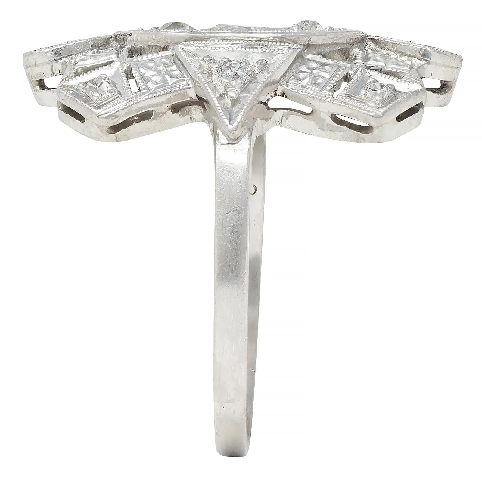 Art Deco Old European Diamond Platinum Vintage Geometric Dinner Ring