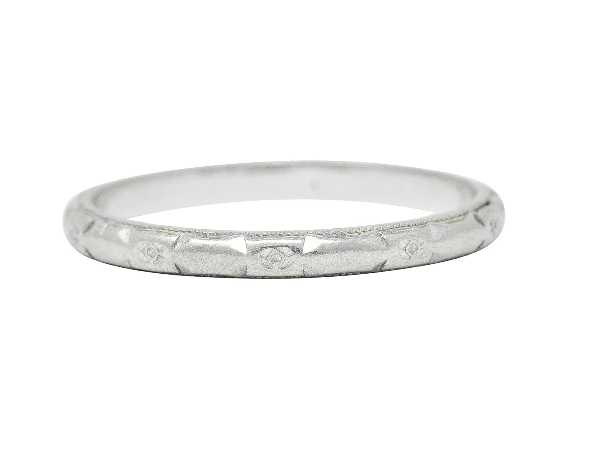 Art Deco Platinum Floral Orange Blossom Wedding Band Ring