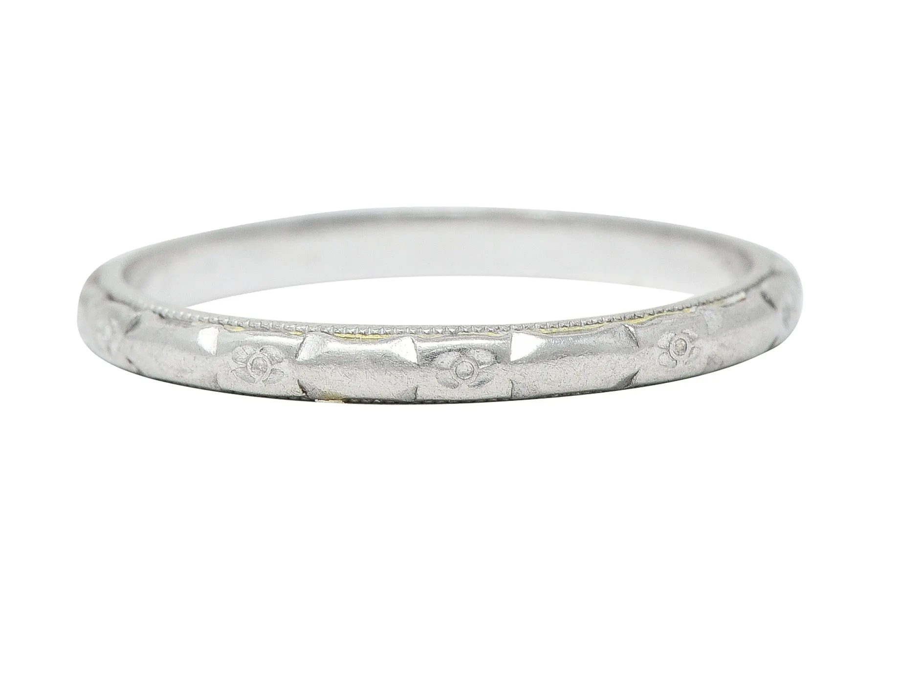 Art Deco Platinum Floral Orange Blossom Wedding Band Ring