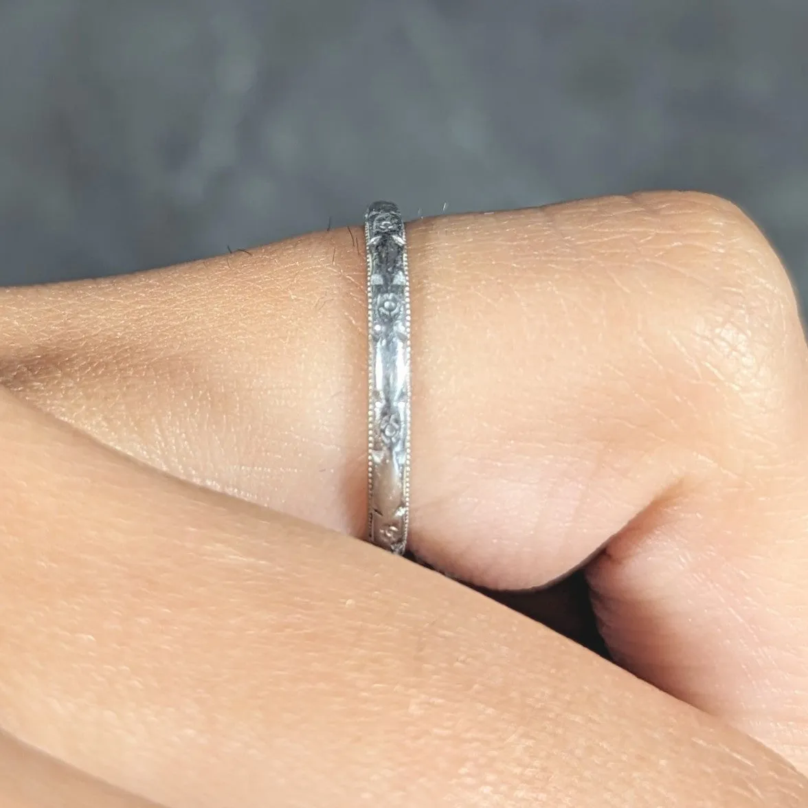 Art Deco Platinum Floral Orange Blossom Wedding Band Ring