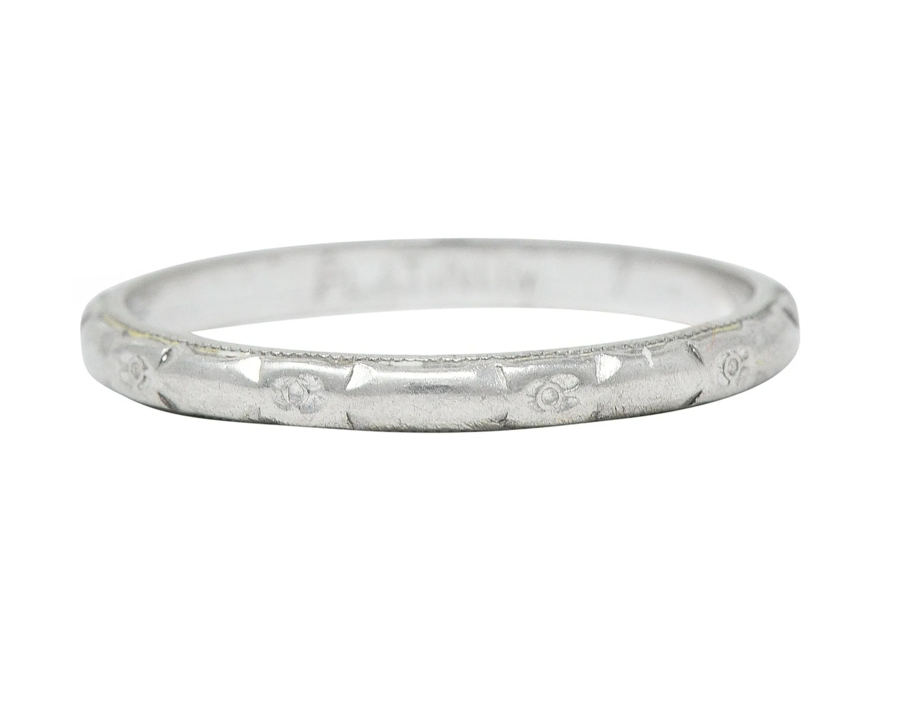 Art Deco Platinum Floral Orange Blossom Wedding Band Ring