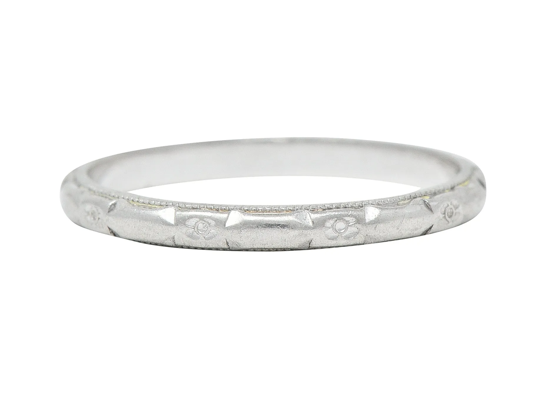 Art Deco Platinum Floral Orange Blossom Wedding Band Ring