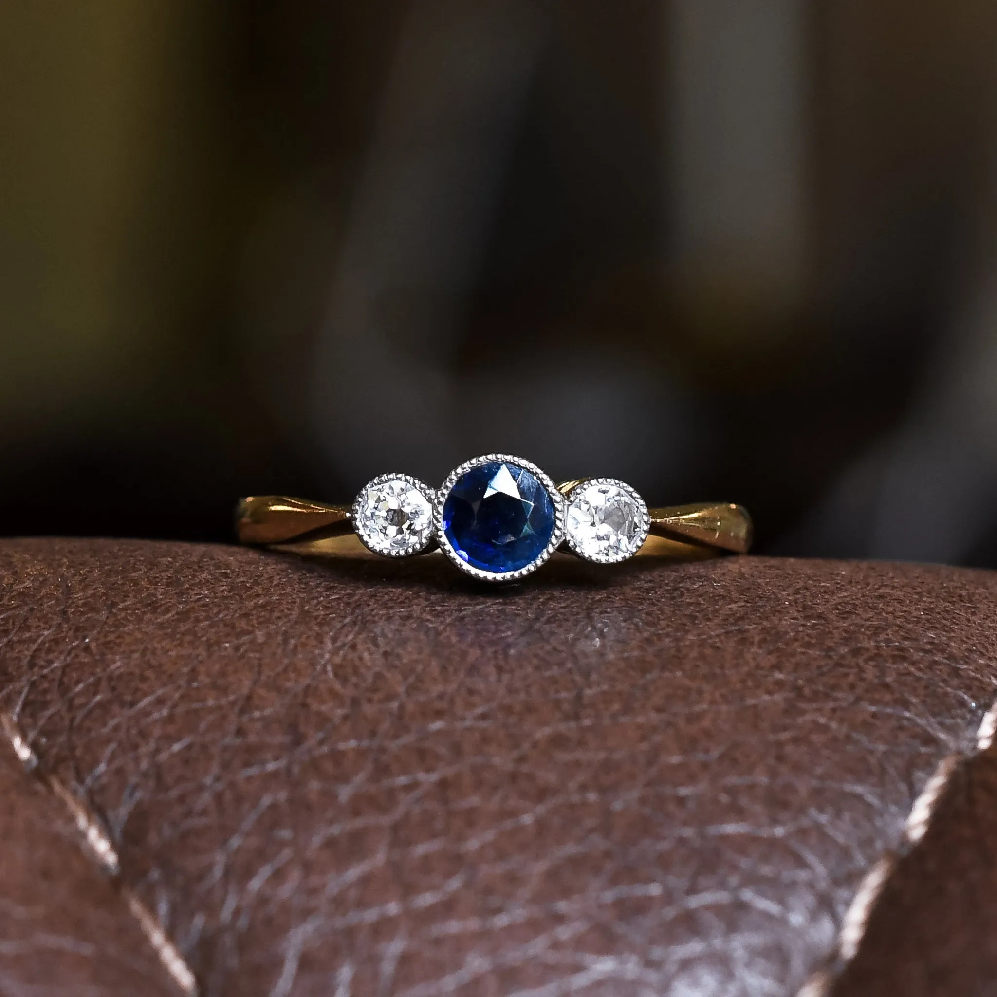 Art Deco Sapphire & Diamond Trilogy Ring