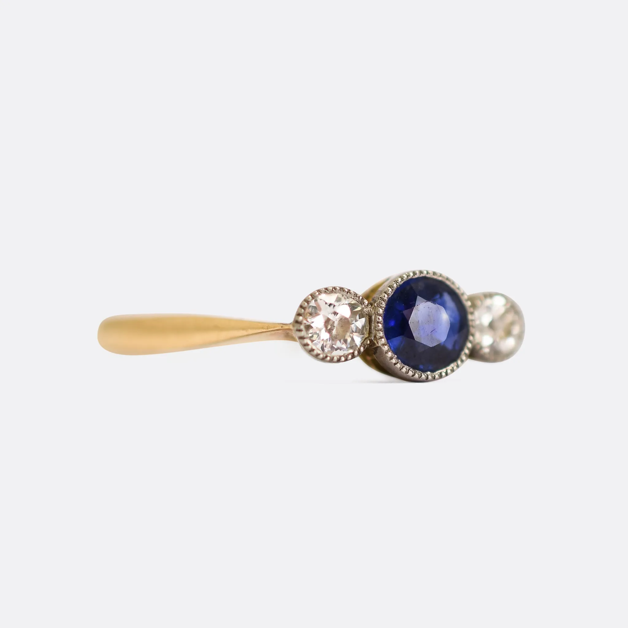 Art Deco Sapphire & Diamond Trilogy Ring