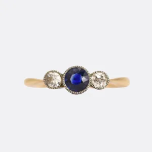 Art Deco Sapphire & Diamond Trilogy Ring