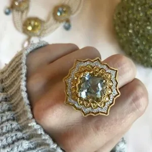 Art Deco Sunburst Estate Cocktail Ring