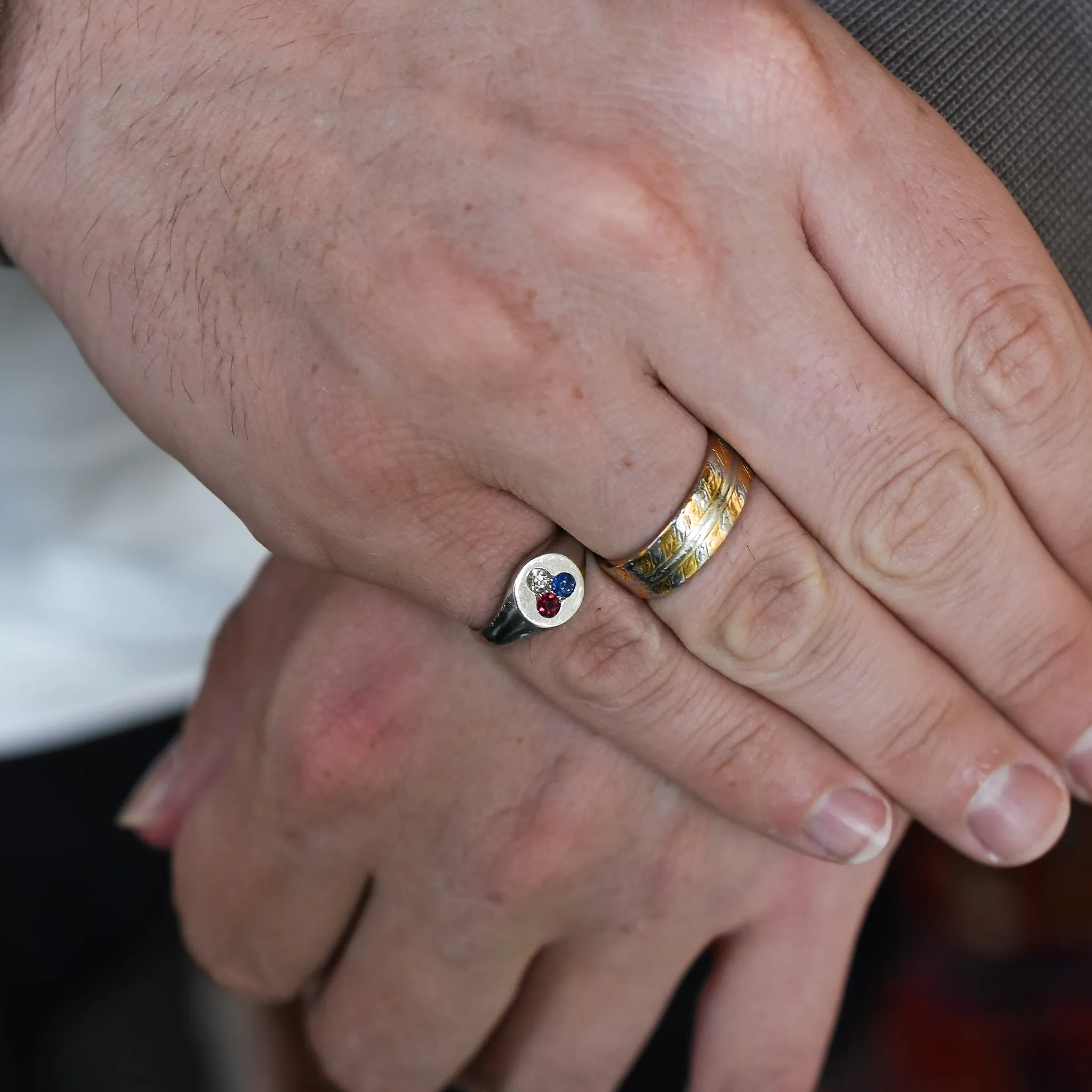 Art Deco Three Stone Signet Ring