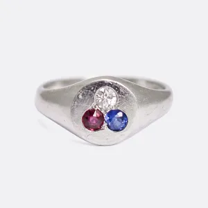 Art Deco Three Stone Signet Ring