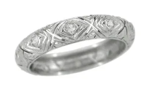 Art Deco Tokeneke Antique Wedding Band in Platinum - Size 7 3/4