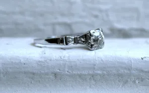 Art Deco Vintage 14K White Gold Diamond Solitaire Engagement Ring - 0.70ct