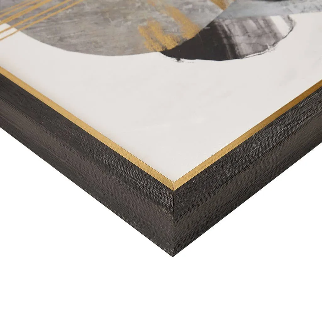 Auric Beam Abstract Neutral Framed Wall Art with Gold Foil