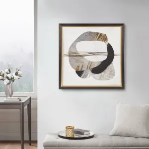 Auric Beam Abstract Neutral Framed Wall Art with Gold Foil