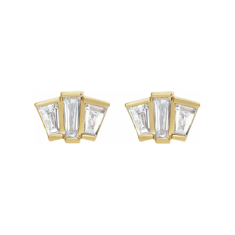 Baguette Diamond Geometric Cluster Earrings